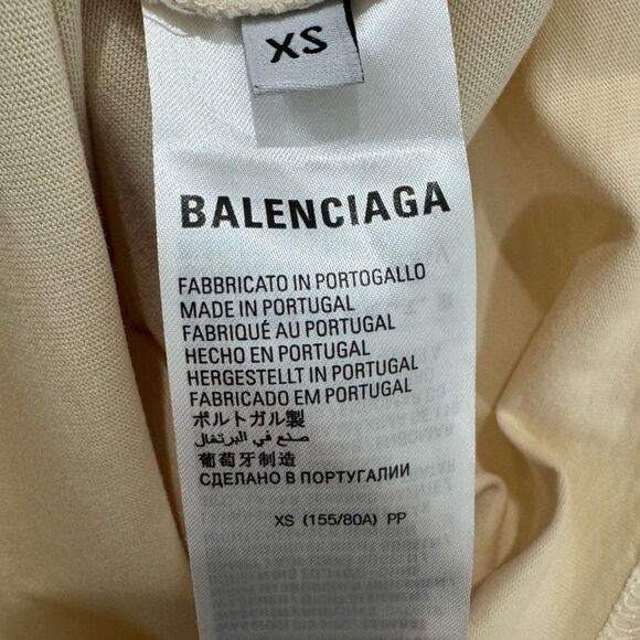 NEW BALENCIAGA UNISEX BACK T-SHIRT MEDIUM FIT IN BEIGE - Picture 9 of 12